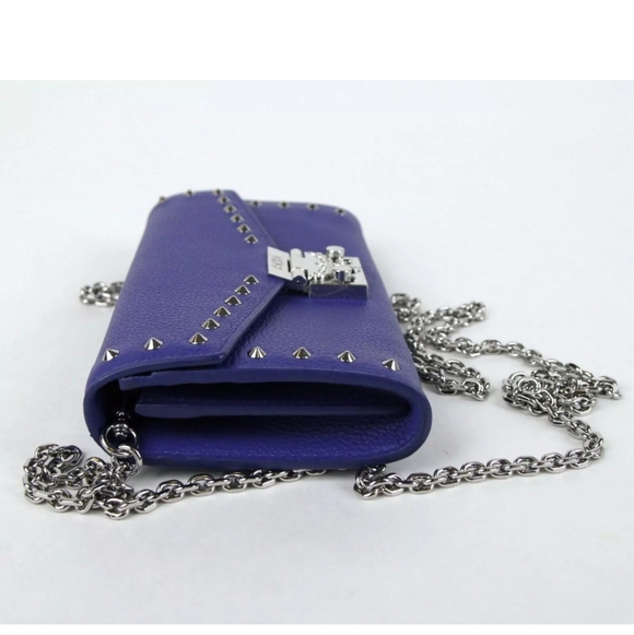NWT MCM Spectrum Blue Leather Patricia Large Studded Chain Wallet! - Picture 4 of 8